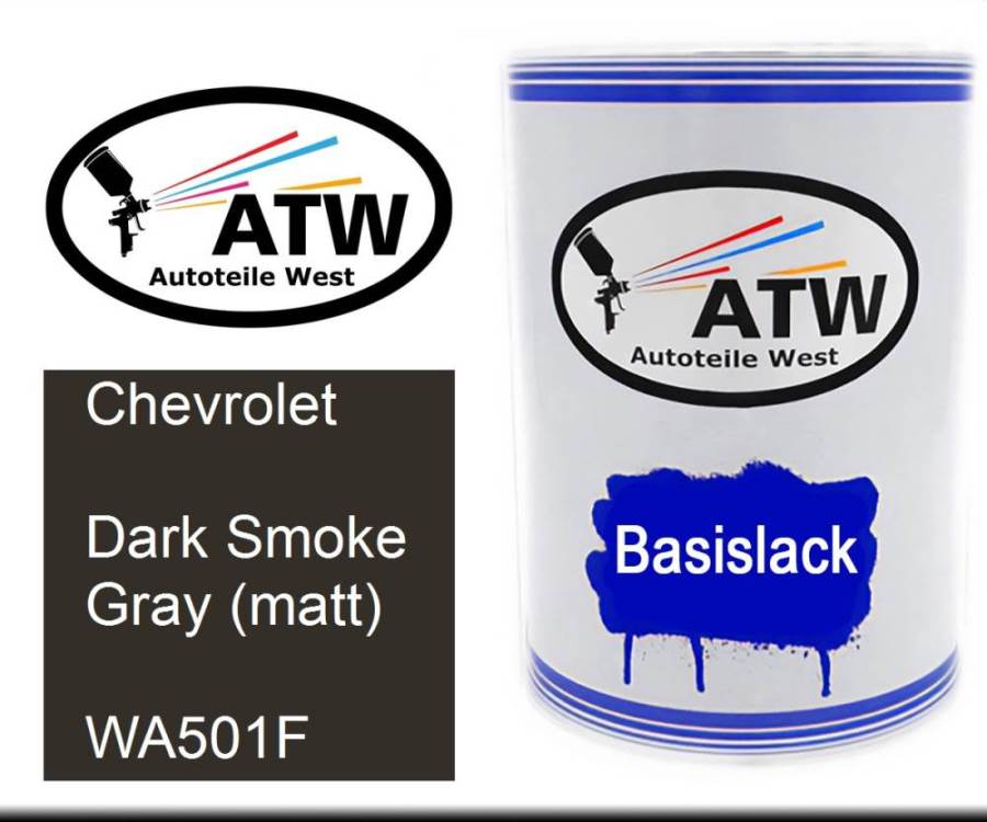 Chevrolet, Dark Smoke Gray (matt), WA501F: 500ml Lackdose, von ATW Autoteile West.